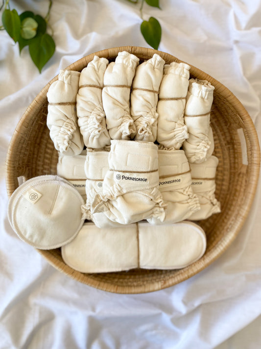 Newborn mini fitted cloth nappy set (part time)