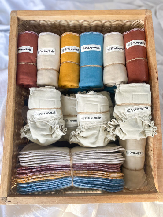 Full time newborn mixed cloth nappy pack